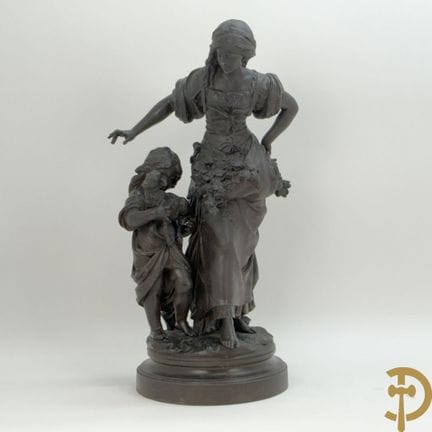 MOREAU Auguste, signiert „Mutter mit Kind und Zick