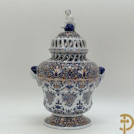 Vase mit Deckel aus glasierter Keramik, Rouan, unt