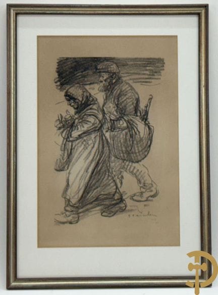 STEINLEN, firmada «Hombre y mujer de paseo», litog