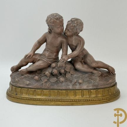 HEUDERS H. signiert 'Paar Amoretten mit Blumen' Te