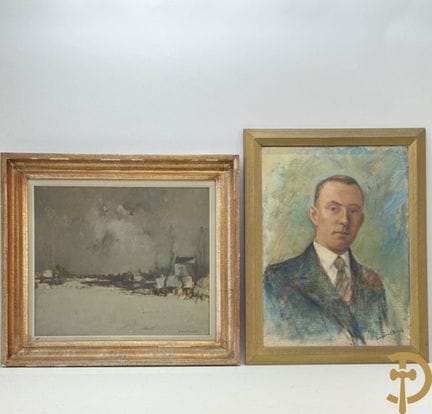 兰布雷赫特·C. 署名《冬日风景》 木板油画 + 兰布雷赫特·康斯坦特 署名《肖像》 布面油画 | 