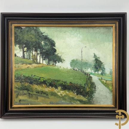 HOUWEN, signiert „Baumreihe in hügeliger Landschaf