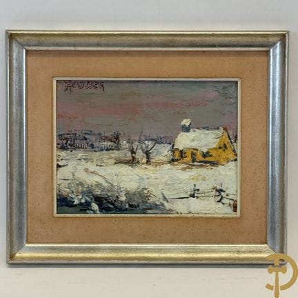 HOUWEN, signiert „Bauernhof in einer Schneelandsch