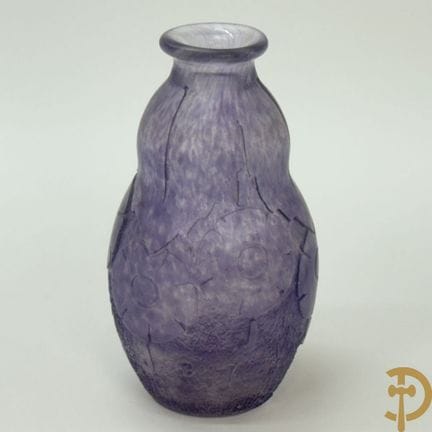 Pâte-de-verre-Vase mit Blumenmotiven, Art-Déco-Epo