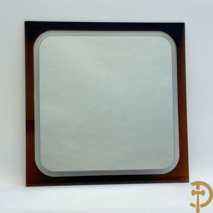 Vintage-Spiegel mit braun-rotem Glasrahmen | 68 x 