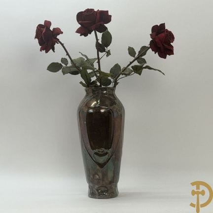 Große versilberte Blumenvase, signiert „Orivit“ Nr
