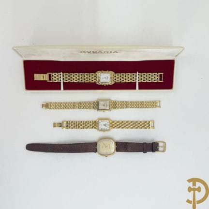 Drei Damenuhren mit vergoldetem Armband von Rodani