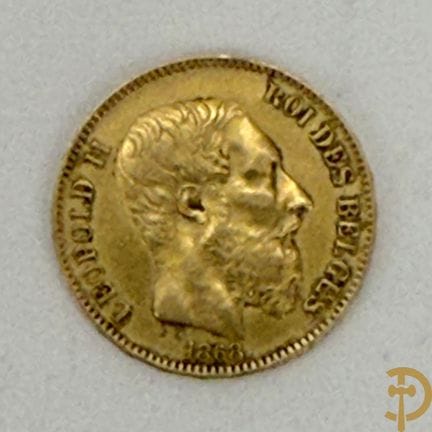 Belgische 20-Franc-Goldmünze aus dem Jahr 1868 mit
