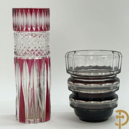 Handgeschliffene Val-Saint-Lambert-Vase mit facett
