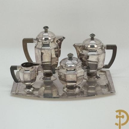 Versilbertes Art-Déco-Kaffee- und Teeservice auf U