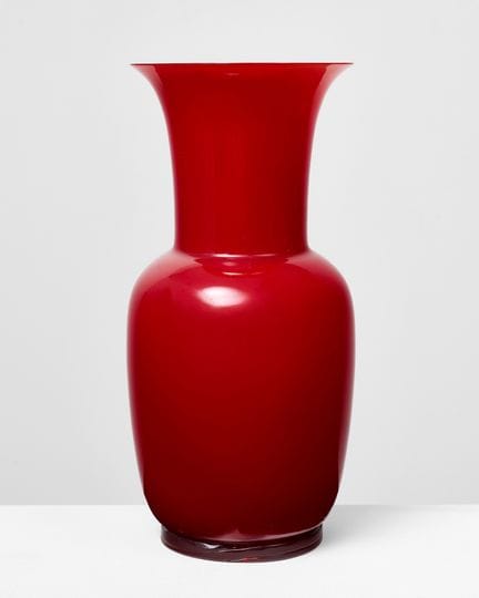 VENINI
Red glass vase, signed and dated 1979  
H: 