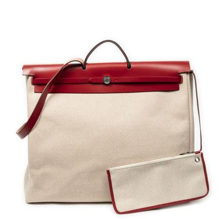 Hermès  
„Herbag“-Umhängetasche aus beigem Canvas 