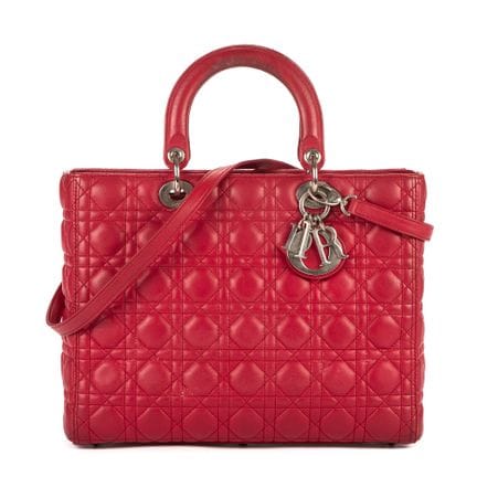 Christian Dior
Handtasche „Lady Dior“ aus rotem Ka