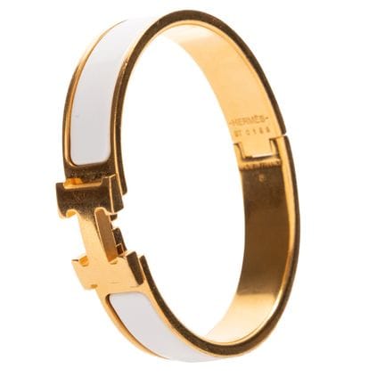 Hermès
Armband „Clic H“ mit weißer Emaille und ver