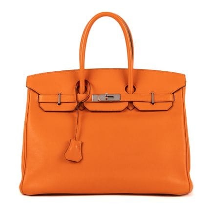 爱马仕
橙色“Swift”小牛皮“Birkin”手袋。
钯金饰件。
配有保护套、挂锁及带挂铃的钥匙。