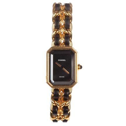 Chanel  
Montre « Première » en acier plaqué or, b