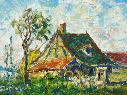 Julien DURIEZ (1900-1993) - "Ferme bressane". Huil