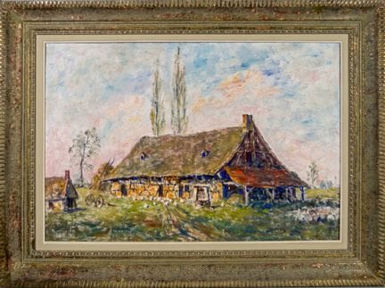 Julien DURIEZ (1900-1993) -"Ferme bressane".  Huil