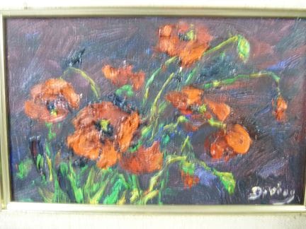Julien DURIEZ (1900-1993) -"Bouquets de Coquelicot
