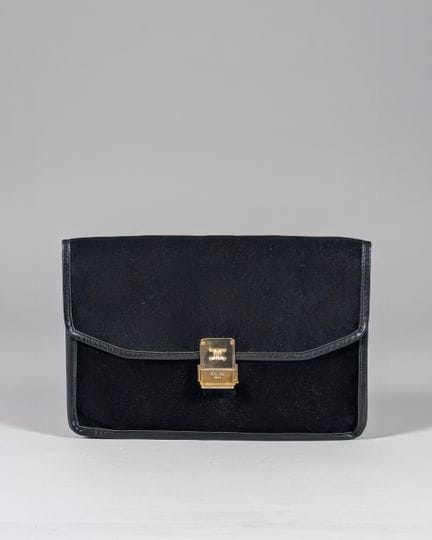 CELINE, Paris - POCHETTE en velours noir et bordur