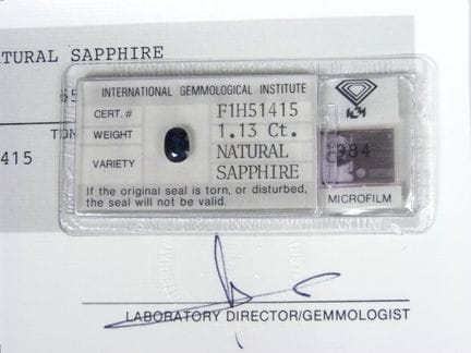 Zafiro azul ovalado de 1,13 ct, 7,10 x 5,30 x 3,29