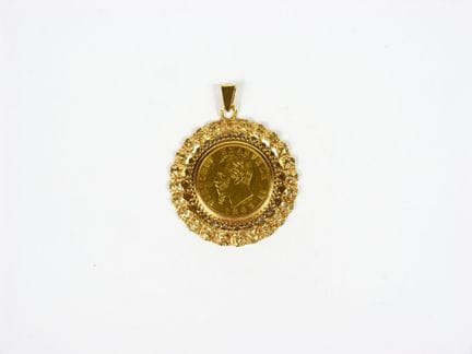 COLGANTE de oro amarillo de 750/°° con una moneda 