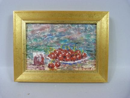 Julien DURIEZ (1900-1993) -"Coupelle de cerises". 