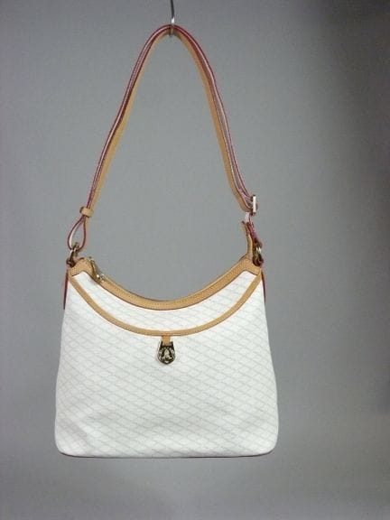 POURCHET - SAC souple en toile enduite créme  et e