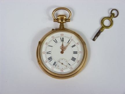RELOJ DE BOLSILLO de oro amarillo de 750‰, esfera 