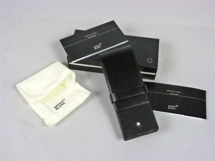 MONTBLANC (depuis 1906) - ÉTUI en cuir noir lisse,