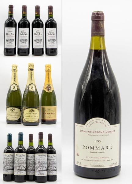BORDEAUX – CHAMPAGNER – POMMARD.
Flaschen-Set best