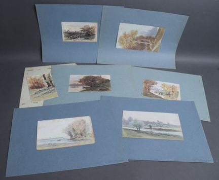 Lot de mines de plomb et aquarelles dépareillées