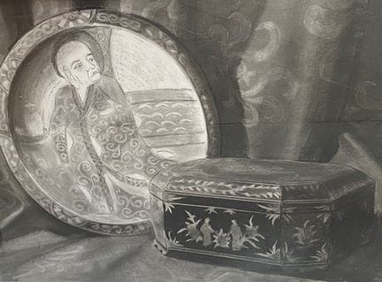 Jean FREOUR (1919-2010) 
Nature morte au plat japo
