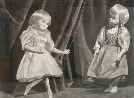 Jean FREOUR (1919-2010)  
Les poupées
Fusain sur p