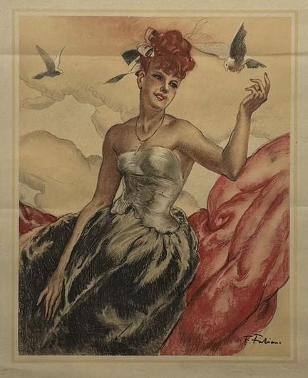 Fabien FABIANO (1883-1962)
Elegante con uccelli, 1