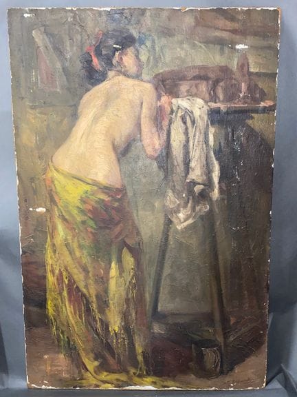 理查德·杜兰多·托戈（1910-？）：
优雅的装扮
油画，画于纸板上，右下角有签名
（边缘有剥落和缺