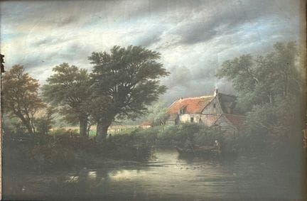Remy van HAANEN (1812-1894)
Bauernhof mit Boot
Öl 