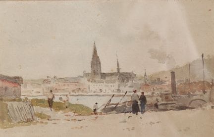 Ecole du début du XXe siècle 
Bord de fleuve, une 