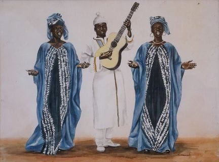 CAMARAH
Musiciens africains
Aquarelle signée en ba