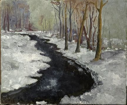 Scuola moderna
Il corso d'acqua in inverno
Olio su