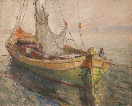 理查德-杜兰多-托戈（1910-？）
渔船
未署名布面油画。
33 x 41 厘米。