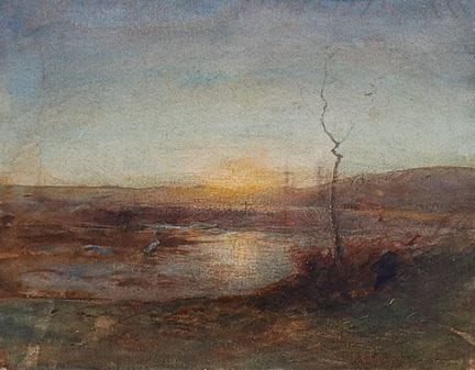 Ecole moderne
Soleil levant sur l'arbre et l'étang