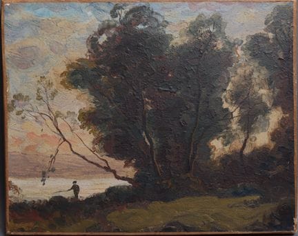 19世纪画派
森林边缘的渔夫
布面油画
20.5 × 25 厘米（重新装裱）