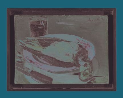 Jean HELLEU (1894-1985) 
Natura morta con uccello
