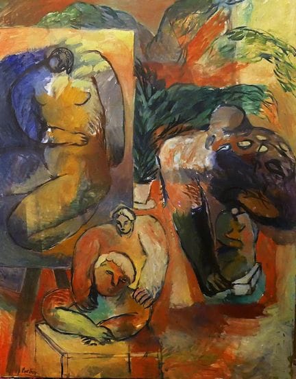 雷米·帕斯托（20世纪）
《小雕塑工作室》
布面油画，背面有签名、题名及1991年创作日期
146 