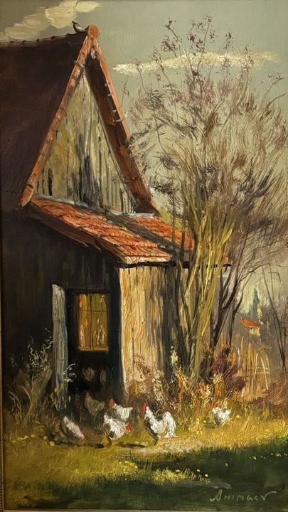 Rinat ANIMAEV (1955-)
Le galline
Olio su tavola, f