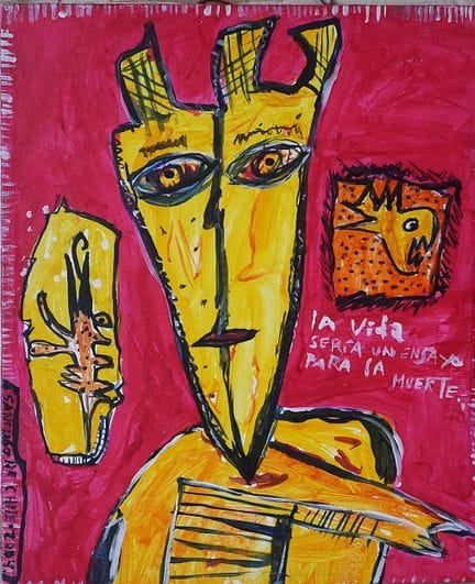 佩德罗·维拉尔·里瓦斯
《生命不过是死亡的排练》
布面油画，背面签名并标注2004年
32 x 26