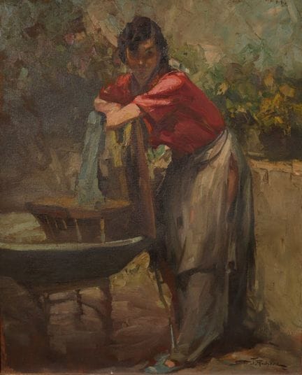理查德-杜兰多-托戈（1910-？）
洗衣妇
布面油画，右下方有签名。
61 x 49 厘米。