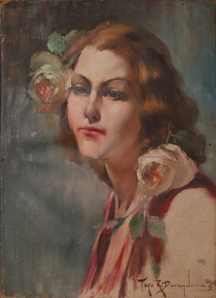 理查德-杜兰多-多戈（1910-？）
优雅女士肖像
布面油画，右下方有签名。
40 x 29 厘米。