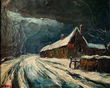 WANZEL (?) 
Strada innevata
Olio su tela, firmato 